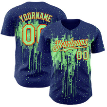 Загрузить изображение в средство просмотра галереи, Custom Royal Pea Green-Orange 3D Pattern Design Dripping Splatter Paint Authentic Baseball Jersey
