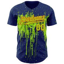 Charger l'image dans la galerie, Custom Royal Neon Green-Orange 3D Pattern Design Dripping Splatter Paint Authentic Baseball Jersey
