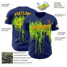 Charger l'image dans la galerie, Custom Royal Neon Green-Orange 3D Pattern Design Dripping Splatter Paint Authentic Baseball Jersey

