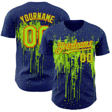 Charger l'image dans la galerie, Custom Royal Neon Green-Orange 3D Pattern Design Dripping Splatter Paint Authentic Baseball Jersey
