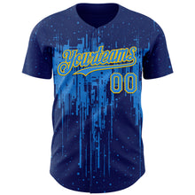 Load image into Gallery viewer, Custom Royal Powder Blue-Yellow 3D Pattern Design Dripping Splatter Paint Authentic Baseball Jersey
