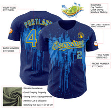 Load image into Gallery viewer, Custom Royal Powder Blue-Yellow 3D Pattern Design Dripping Splatter Paint Authentic Baseball Jersey
