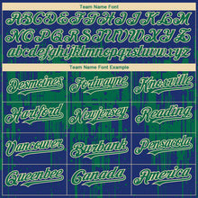 Laden Sie das Bild in den Galerie-Viewer, Custom Royal Kelly Green-Cream 3D Pattern Design Dripping Splatter Paint Authentic Baseball Jersey
