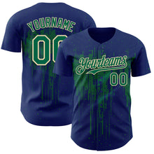 Laden Sie das Bild in den Galerie-Viewer, Custom Royal Kelly Green-Cream 3D Pattern Design Dripping Splatter Paint Authentic Baseball Jersey
