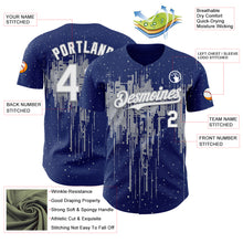 Load image into Gallery viewer, Custom Royal White-Gray 3D Pattern Design Dripping Splatter Paint Authentic Baseball Jersey
