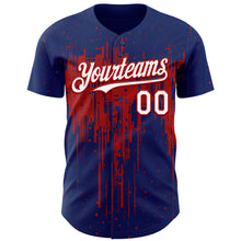 Load image into Gallery viewer, Custom Royal White-Red 3D Pattern Design Dripping Splatter Paint Authentic Baseball Jersey
