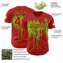 Charger l'image dans la galerie, Custom Red Neon Green 3D Pattern Design Dripping Splatter Paint Authentic Baseball Jersey
