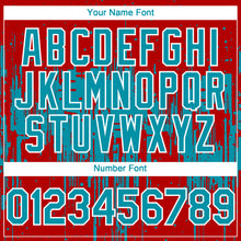 Charger l'image dans la galerie, Custom Red Teal-White 3D Pattern Design Dripping Splatter Paint Authentic Baseball Jersey
