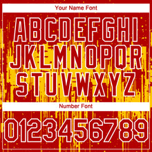 Load image into Gallery viewer, Custom Red White-Yellow 3D Pattern Design Dripping Splatter Paint Authentic Baseball Jersey
