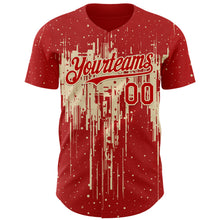 Load image into Gallery viewer, Custom Red Cream 3D Pattern Design Dripping Splatter Paint Authentic Baseball Jersey
