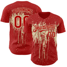 Load image into Gallery viewer, Custom Red Cream 3D Pattern Design Dripping Splatter Paint Authentic Baseball Jersey
