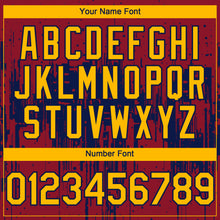 Загрузить изображение в средство просмотра галереи, Custom Crimson Gold-Navy 3D Pattern Design Dripping Splatter Paint Authentic Baseball Jersey
