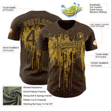 Load image into Gallery viewer, Custom Brown Old Gold 3D Pattern Design Dripping Splatter Paint Authentic Baseball Jersey
