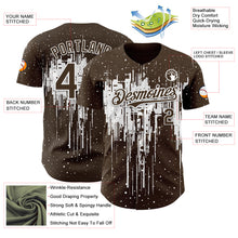 Load image into Gallery viewer, Custom Brown White 3D Pattern Design Dripping Splatter Paint Authentic Baseball Jersey
