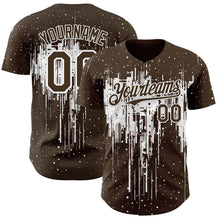 Load image into Gallery viewer, Custom Brown White 3D Pattern Design Dripping Splatter Paint Authentic Baseball Jersey
