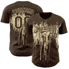 Laden Sie das Bild in den Galerie-Viewer, Custom Brown Cream 3D Pattern Design Dripping Splatter Paint Authentic Baseball Jersey
