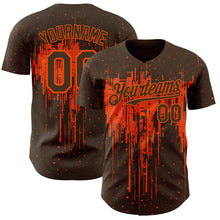 Load image into Gallery viewer, Custom Brown Orange 3D Pattern Design Dripping Splatter Paint Authentic Baseball Jersey
