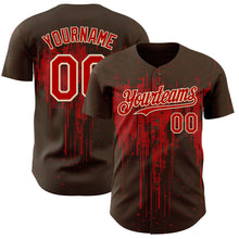 Загрузить изображение в средство просмотра галереи, Custom Brown Red-Cream 3D Pattern Design Dripping Splatter Paint Authentic Baseball Jersey
