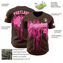 Load image into Gallery viewer, Custom Brown Pink-White 3D Pattern Design Dripping Splatter Paint Authentic Baseball Jersey
