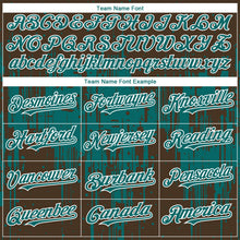 Загрузить изображение в средство просмотра галереи, Custom Brown Teal-White 3D Pattern Design Dripping Splatter Paint Authentic Baseball Jersey
