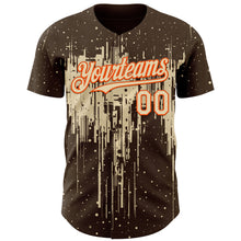 Laden Sie das Bild in den Galerie-Viewer, Custom Brown Cream-Orange 3D Pattern Design Dripping Splatter Paint Authentic Baseball Jersey
