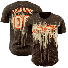 Laden Sie das Bild in den Galerie-Viewer, Custom Brown Cream-Orange 3D Pattern Design Dripping Splatter Paint Authentic Baseball Jersey
