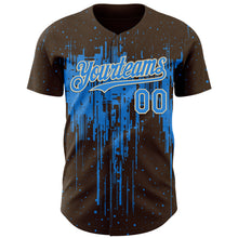 Load image into Gallery viewer, Custom Brown Powder Blue-Cream 3D Pattern Design Dripping Splatter Paint Authentic Baseball Jersey
