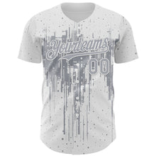 Load image into Gallery viewer, Custom White Gray 3D Pattern Design Dripping Splatter Paint Authentic Baseball Jersey
