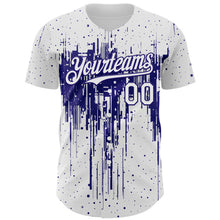 Load image into Gallery viewer, Custom White Dark Purple 3D Pattern Design Dripping Splatter Paint Authentic Baseball Jersey

