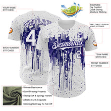Load image into Gallery viewer, Custom White Dark Purple 3D Pattern Design Dripping Splatter Paint Authentic Baseball Jersey
