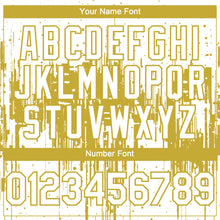 Load image into Gallery viewer, Custom White Old Gold 3D Pattern Design Dripping Splatter Paint Authentic Baseball Jersey
