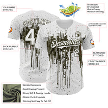Load image into Gallery viewer, Custom White Olive 3D Pattern Design Dripping Splatter Paint Authentic Baseball Jersey
