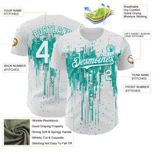 Load image into Gallery viewer, Custom White Aqua 3D Pattern Design Dripping Splatter Paint Authentic Baseball Jersey

