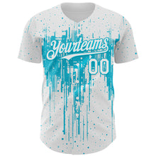 Load image into Gallery viewer, Custom White Lakes Blue 3D Pattern Design Dripping Splatter Paint Authentic Baseball Jersey
