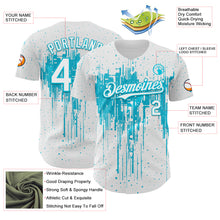 Load image into Gallery viewer, Custom White Lakes Blue 3D Pattern Design Dripping Splatter Paint Authentic Baseball Jersey
