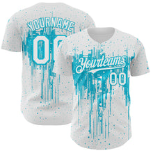 Load image into Gallery viewer, Custom White Lakes Blue 3D Pattern Design Dripping Splatter Paint Authentic Baseball Jersey
