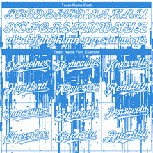 Load image into Gallery viewer, Custom White Powder Blue 3D Pattern Design Dripping Splatter Paint Authentic Baseball Jersey
