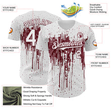 Load image into Gallery viewer, Custom White Burgundy 3D Pattern Design Dripping Splatter Paint Authentic Baseball Jersey
