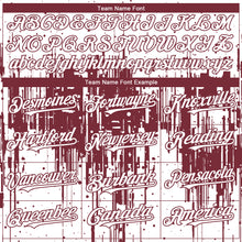 Load image into Gallery viewer, Custom White Burgundy 3D Pattern Design Dripping Splatter Paint Authentic Baseball Jersey
