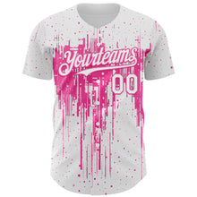 Load image into Gallery viewer, Custom White Pink 3D Pattern Design Dripping Splatter Paint Authentic Baseball Jersey
