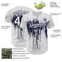 Load image into Gallery viewer, Custom White Navy 3D Pattern Design Dripping Splatter Paint Authentic Baseball Jersey
