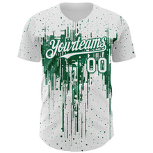 Load image into Gallery viewer, Custom White Kelly Green 3D Pattern Design Dripping Splatter Paint Authentic Baseball Jersey
