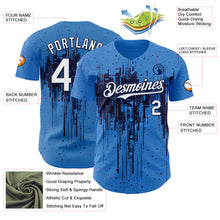 Load image into Gallery viewer, Custom Powder Blue White-Navy 3D Pattern Design Dripping Splatter Paint Authentic Baseball Jersey
