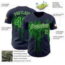 Laden Sie das Bild in den Galerie-Viewer, Custom Navy Grass Green-Cream 3D Pattern Design Dripping Splatter Paint Authentic Baseball Jersey
