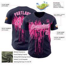 Charger l'image dans la galerie, Custom Navy Pink-White 3D Pattern Design Dripping Splatter Paint Authentic Baseball Jersey
