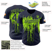 Load image into Gallery viewer, Custom Navy Neon Green 3D Pattern Design Dripping Splatter Paint Authentic Baseball Jersey
