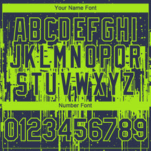 Load image into Gallery viewer, Custom Navy Neon Green 3D Pattern Design Dripping Splatter Paint Authentic Baseball Jersey
