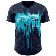 Charger l'image dans la galerie, Custom Navy Lakes Blue-White 3D Pattern Design Dripping Splatter Paint Authentic Baseball Jersey
