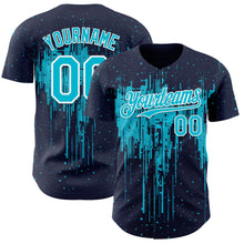 Charger l'image dans la galerie, Custom Navy Lakes Blue-White 3D Pattern Design Dripping Splatter Paint Authentic Baseball Jersey
