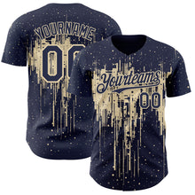 Загрузить изображение в средство просмотра галереи, Custom Navy Cream 3D Pattern Design Dripping Splatter Paint Authentic Baseball Jersey

